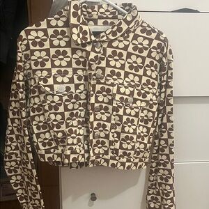 BRAND NEW Forever 21 Brown Floral Jean Jacket